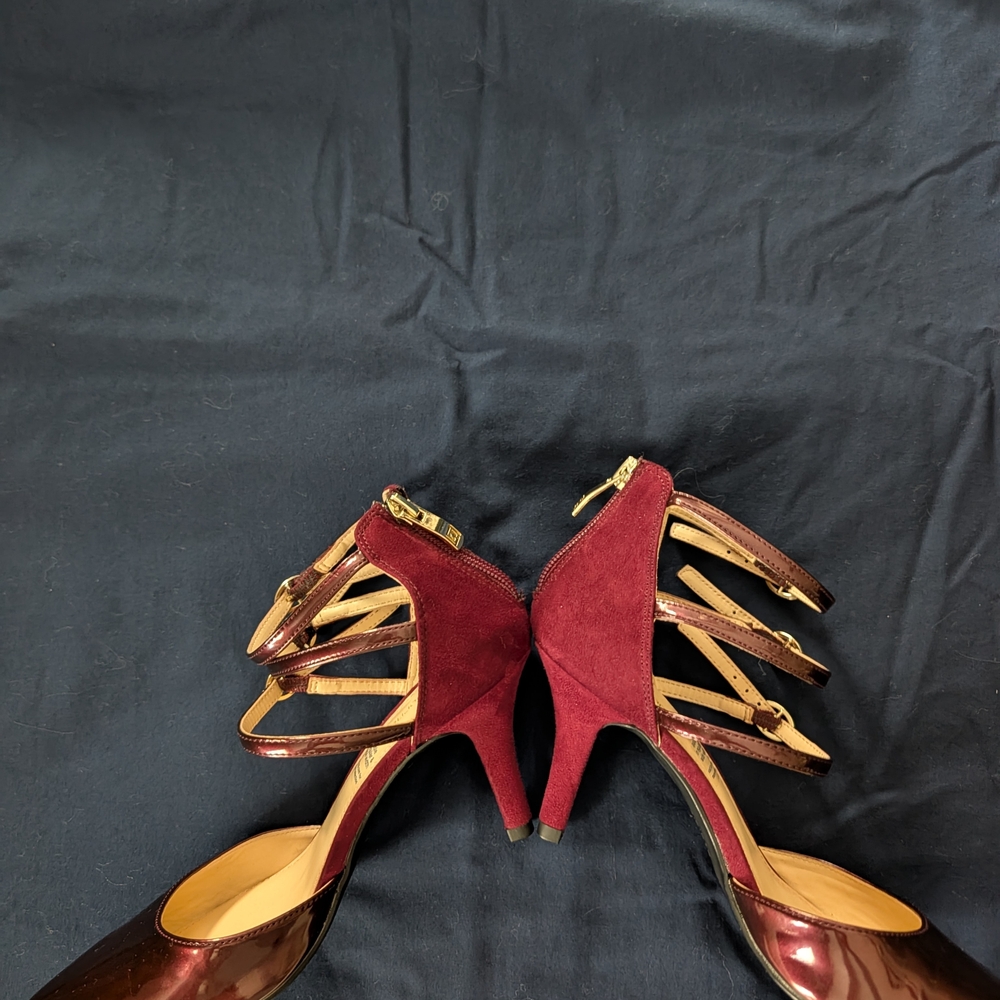 Liz Claiborne Burgundy Strappy Heels - Picture 2 of 4
